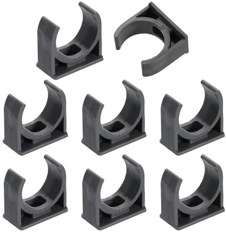 sourcing map 8Pcs PVC Water Pipe Clamps Clips, U-Shaped Tubing Hose Buckles, Irrigation Tube Holder for 25mm OD for TV Trays Tube Hose Hanger Support Tubing, Gray
