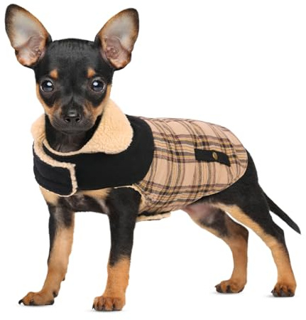 CITÉTOILE Warme Hundemantel Fleece mit Geschirrloch Beige S | Windschutz Hundejacke für Kleine/Große/Mittlere Hunde, Hundekleidung mit Bauchschutz für Outdoor & Indoor