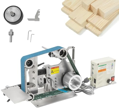 Levigatrice a Nastro da banco, smerigliatrice a Nastro a velocità variabile da 2×36 Pollici con Display Digitale, Macchina per la smerigliatura di Nastri da 750 W, funzi