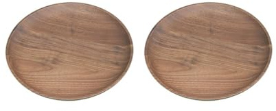BHFZIAP 2 Set Kitchen Equipment Wooden Round Plate Food/Bakery/Fruit Dish Wood Gift 18cm