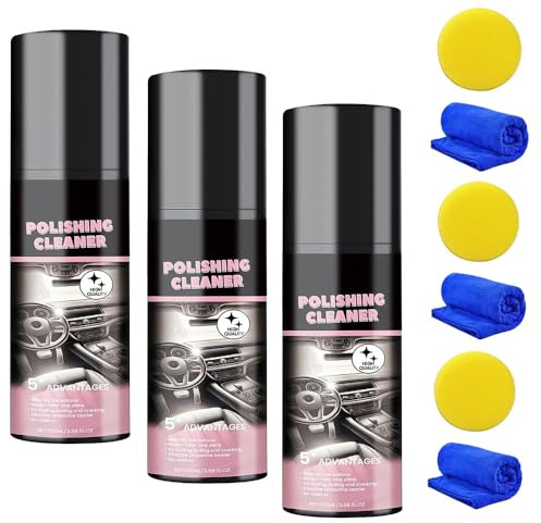 Matame 2025 Car Interior Cleaner, Nettoyage Voiture Interieur, Nettoyage Cuir Voiture Interieur, Produit Nettoyage Voiture protège et revitalise Les sièges, Tableaux de Bord, Volants (3PCS)
