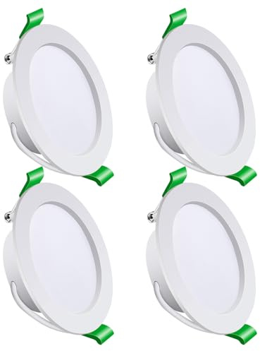 Yiahin LED Einbaustrahler 230V Ultra Flach 28mm 14W 1200LM Neutralweiß 4000K LED Spots 230V Lochmaß Ø 140-160mm Runde Downlights Deckenspots für Küche Wohnzimmer, 4er Set