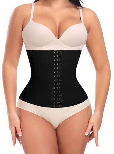 Werena Women Waist Trainer Corset Shapewear Tummy Control Body Shaper Back Support Steel Boned Waist Cincher Hourglass Slimming Belt Girdle (28CM,Black,XL)