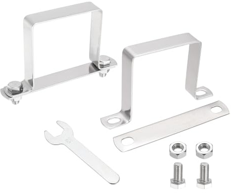 sourcing map 2 abrazaderas de tubo cuadradas en forma de U, 70 x 70 mm, soporte en forma de U, abrazadera de correa cuadrada de acero inoxidable 304 con tuercas de placa de perno y llave para tuberías