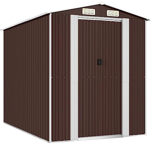 Generico Capanno da Giardino Marrone Scuro 192x274x223cm Acciaio Zincato,Casa e Giardino,Prato e Giardino,Vita all'aperto,Strutture da Esterno,Casette da Giardino,Marrone,73.36 kg,3147461