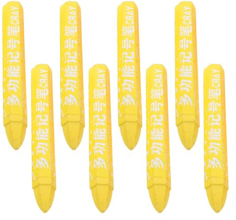 HAKIDZEL 8pcs Yellow Tire Marker Pen for Cars Wax-based Material, Water-resistant and Grease Resistant, Multi-surface Marking Crayon for Bicycle, Motorbike, Fabric, and Conveyor Belts