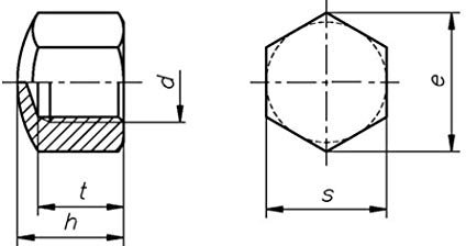 JD Hutmuttern DIN 917 niedrige Form | M10 - Ø 10mm VE = 10 Stück | Stahl galv. verzinkt