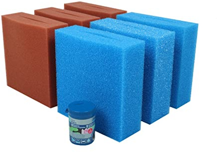 Wacredo Ersatzschwamm Set + Filterstarter für Teichfilter Oase Biotec 10 | Komplettset für Oase Teichfilter Biotec 10, bestehend aus Schwamm-Set + Oase Filterstarter | Filterschwamm Ersatzschwämme