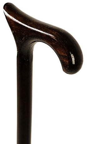 Gehstock für Herren umd Damen Derby 89-92 cm - Handgefertigt Dunkelbraun Wanderstock Holz mit Rutschfestem Gummi