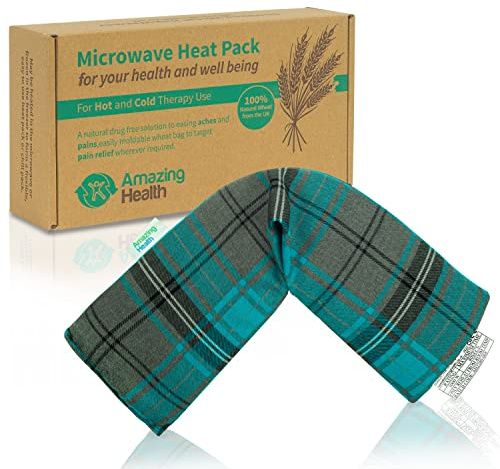 Heat Pack Cotton Tartan Microwave Wheat Bag 46cm long (Lavender, Turquoise)