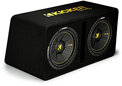 Kicker 44DCWC122 CompC Dual 12 1200 Watt Singolo 2 Ohm Terminale Ventilato Compact Loaded Loaded Subwoofer Enclosure per bagagliaio o SUV, Nero