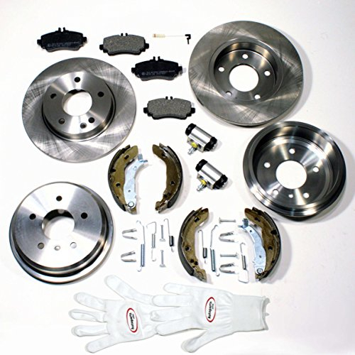 Autoparts-Online Set 60003184 Bremsscheiben + Bremsbeläge vorne + Bremstrommeln + Bremsbacken + Radbremszylinder + Zubehör hinten