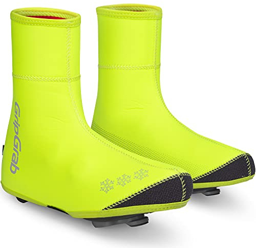 GripGrab Unisex – Vuxen Arctic fodrad vinter racercykel överskor extremt varm vattentät vindtät termisk cykelöverdrag cykel, gul Hi-Vis, M (40/41)