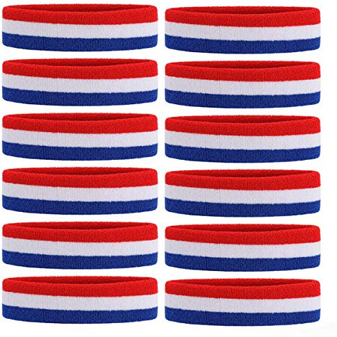 ONUPGO Sweatband Headbands for Men & Women -12PCS Sports Headbands Moisture Wicking Athletic Cotton Terry Cloth Head Band for Tennis,Basketball,Football,Gym,Working Out