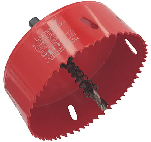 Lumare Scie Cloche Universelle 100mm | Découpeur de Trous en Acier à Haute Vitesse Hss Bimétal | Attachement professionnel pour l'Aluminium, le Bois, la Fonte, le Laiton, et plus encore | Filetage 1/4