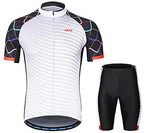 GITVIENAR Radtrikot Set Herren Damen, Kurzarm Fahrradtrikot + Radhose mit Sitzpolster für Sommer, Schnelltrocknende Atmungsaktive Fahrradbekleidung Set, Fahrradhose Shirt für Radfahren Laufen Sport