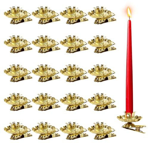 20 Stück Baumkerzenhalter Gold, Kerzenhalter für Baumkerzen, kerzenhalter weihnachtsbaum, kerzenhalter christbaum, baumkerzenhalter für Weihnachtstag, Dekoration, Weihnachten, Advent