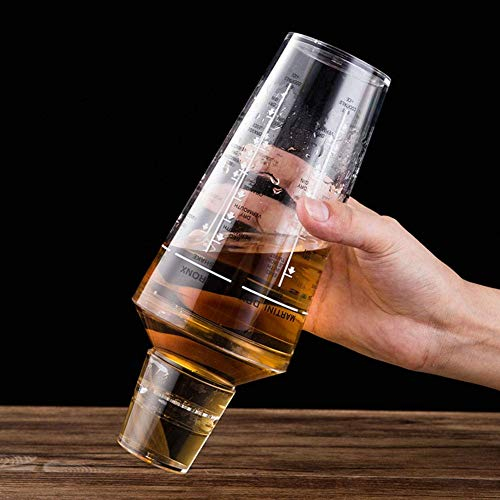 Alvinlite Coctelera Mezclador de Bebidas de plástico Bartender Bar Accesorios Taza de coctelera con Barra de Escala Transparente