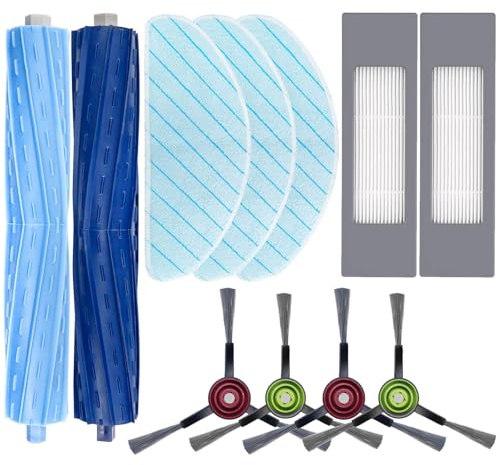 11-teiliges Ersatz-Set für Ecovacs Deebot OZMO T9 AIVI, T9 AIVI +, T9 PRO, T9 MAX, 2 Hauptbürsten, 3 Wischtücher, 2 Filter, 4 Seitenbürsten