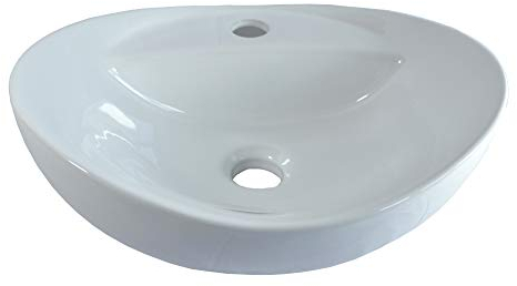 Lavabo ovalado pequeño, de cerámica, pequeño, ovalado, para baño (40,5 x 32,5 x 14 cm)