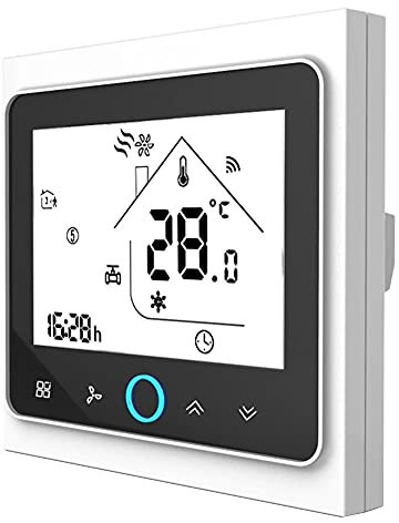 Termostatos Calefaccion WiFi termostato inteligente 2p / 4p Aire acondicionado central frío / calor Sistema de espacio para Controlador de temperatura de la unidad Fan Coil Termostato Calefaccion
