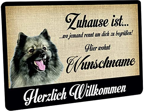 Crealuxe Fussmatte Wolfspitz Zuhause ist wo jemand rennt um Dich zu begrüßen - (Wunschname) - Fussmatte Bedruckt Türmatte Innenmatte Schmutzmatte