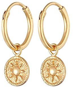 Elli Ohrringe Damen Creolen Coin Sonne Rund 925 Sterling Silber Vergoldet
