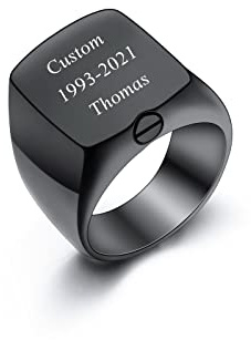INBLUE Ringe Herren Asche Ring Edelstahl Siegelring mit Gravur Personalisierter Foto Text Eingraviert Silber Schwarzer Gold Ring Hunde Erinnerung Schmuck mit Trichter Werkzeug