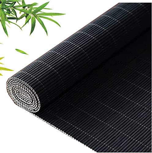 Sonakia Bambus Vorhang Schwarz, Rollos Aus Natürlichem Bambus, Verdunkelungs Jalousien Aus Bambus Für Den Außenbereich, Römische Rollläden, Holzjalousie,WxH-60x100cm/23.5x39in