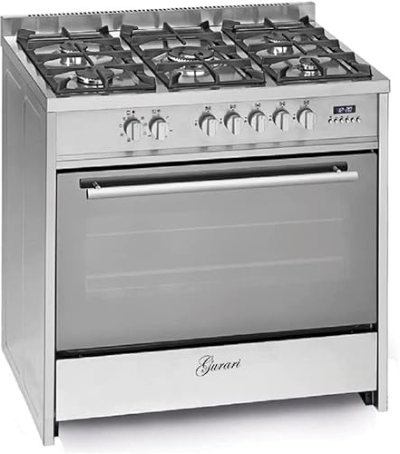 Gurari GCH E 911 X fornello elettrico a gas, 90 cm, piano cottura, 121 l, piano cottura a gas, 3,8 kW WOK, multifunzione 8 funzioni, gas naturale, gas propano, acciaio inox