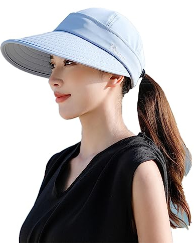 Casquette Visiere Sport Eté Chapeau de Soleil Démontable Capeline Femme Large Bord Pliable Chapeau de Plage Voyage Protection UV Cassquette de Baseball Piscine Camping Pêche Jardinage