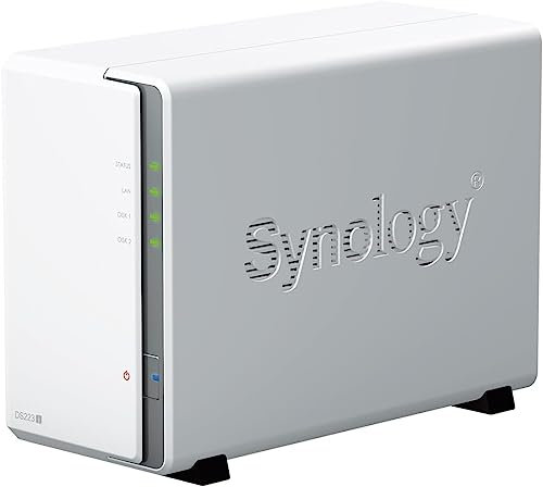Synology Soluzione NAS desktop DS223J da 8 TB a 2 alloggiamenti installata con 2 unità HAT3300 da 4 TB