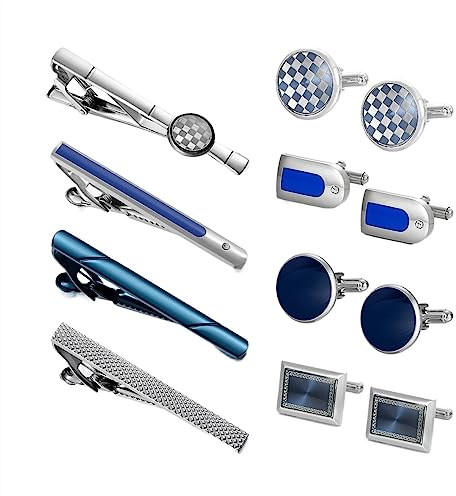 Krawattenklammern for Männer, personalisierte Krawattenklammer, 4 Sets Manschettenknöpfe Herren Krawattenklammern Manschettenknöpfe Set Hochzeitsgäste Mann Hemd Krawatten Herren (Color : 24-1SIZE, S