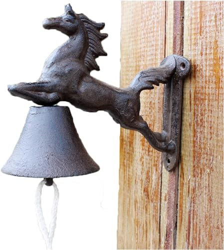 Deko Türklingel Türklingel Gusseisen Türklingel Türklingel Galoppierende Pferde Nostalgie Charme für Haus und Garten Landhausstil Rostbraun