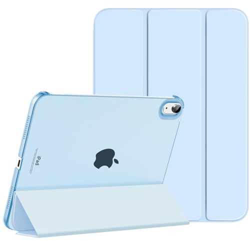 MoKo Hülle für iPad (A16) 11. Generation, iPad 10. Gen, Himmelblau | Für iPad11/10.9 Zoll Hülle 2025/2022,Schlanke Stand Schutzhülle mit Hart PC Transluzenter Rückseite, Unterstützt Touch ID