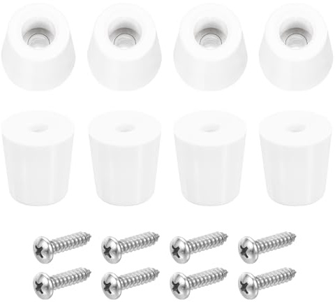 uxcell 8Pcs Rubber Bumper Feet, 20mm H x 20mm W Round Pads with Stainless Steel Washer and Screws for Furniture, Appliances, Electronics