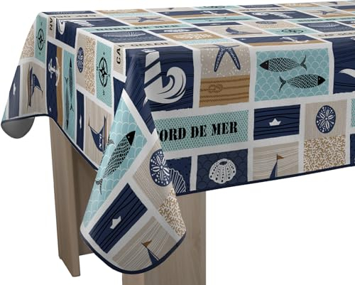 Tischdecke, schmutzabweisend, Meeresküste, quadratisch, 150 x 150 cm