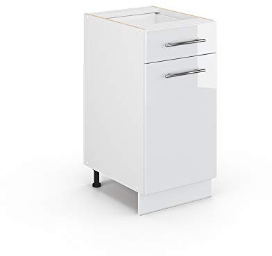 Vicco Midischrank Fame-Line, Weiß Hochglanz, 40 x 82 cm | ohne Arbeitsplatte, zur Aufbewahrung von Badutensilien und Reinigungsmitteln