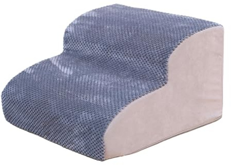 predolo 2 Stufen Haustier Hundetreppe, Haustier Kletterleiter, Abnehmbarer Waschbarer Bezug, rutschfeste Welpentreppe, Innenrampe für Couch, Auto, Bett, grau