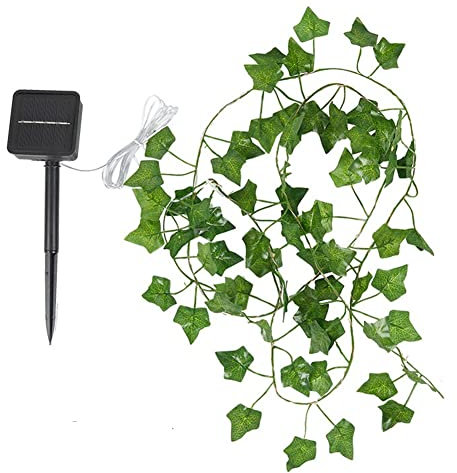 BagLEv Solar Ivy String Lights,5m 50 LED Maple Leaf Garland Ivy Vine String Light Ivy Leaf Garland Plants Vine Hanging Wedding Garland Fairy Lights for Party Wedding Garden Christmas Room Decor