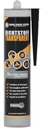 HSS Transparent tätningsmedel, 290 ml, MS-polymer, lim, tätningsmedel, tätningsmedel för fogar, för inomhus och utomhus, alla material, UV-beständigt och väderbeständigt (transparent (290 ml))