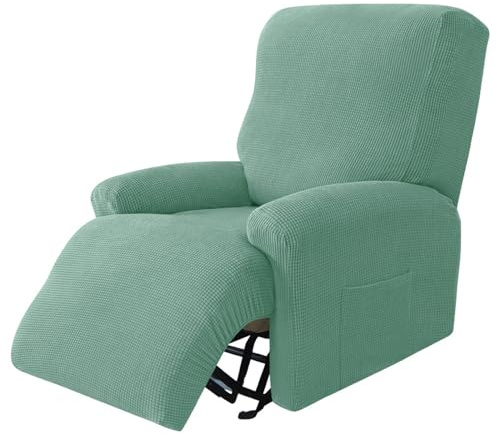 Surwin Sesselschoner für Relaxsessel mit Armlehnen, Stretchhusse für Relaxsessel Anti-Rutsch Fernsehsessel Bezug mit Taschen Sesselbezug Stretch Elastisch (1 Sitzer,7#Salbei grün)