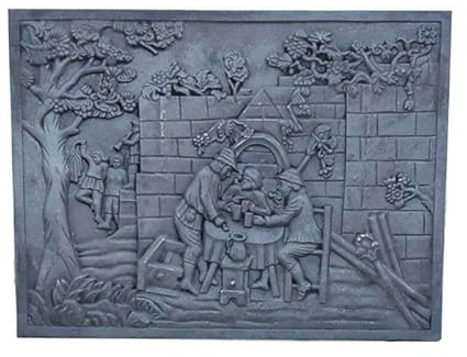 Lastra in ghisa per camino decoro TAVERNA CM. 80 × 60 H SP. 1,2 cm DS