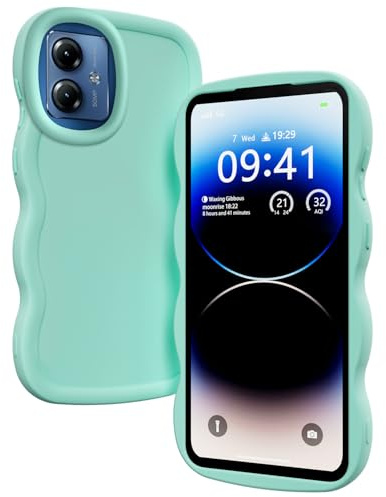 XINYEXIN Funda Wavy para Motorola Moto G14 | Carcasa de Silicona Suave, Borde Ondulado, Antigolpes, Agarre Cómodo, Verde