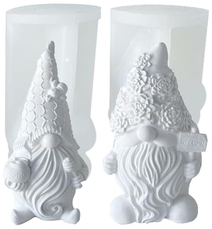 2 Stück gießform weihnachten wichtel, kerzenformen zum gießen,DIY Wichtel Silikonformen Gießformen Weihnachten, Silikon Gießform, Weihnachtsmann Gießform für Weihnachtsdeko (B)
