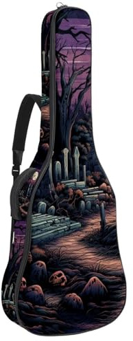 Bassgitarrentasche mit Horror Halloween Cemetery 31, Akustikgitarrentasche 101,6 cm E-Gitarrenkoffer, wasserdichte Oxford E-Gitarre Gigbag für akustische klassische Gitarre, Ukulele,