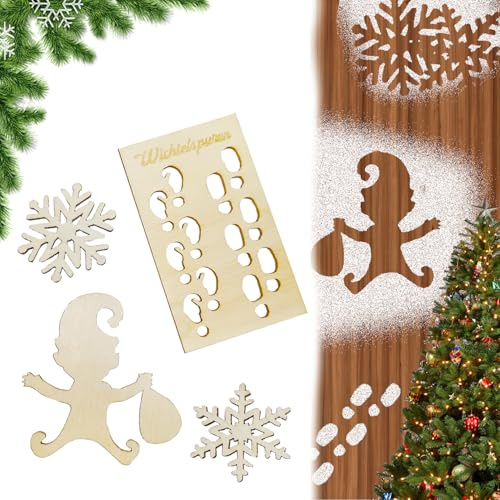 May Huang 4 Stück Wichtelschablone Fußabdrücke Wichteltür Zubehör Wichtel Zubehör Weihnachten Wichtel Schablone Holz Fußabdruck Schablonen