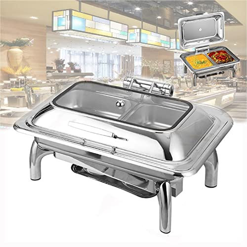 Server e scaldavivande per buffet, per feste, in acciaio inox, con controllo elettrico regolabile della temperatura, design compatto da tavolo