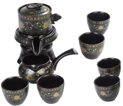 Cabilock Juego de Tetera de Cerámica China y Kit de Tetera Casera Vintage, Diseño Semiautomático, Boca de Taza Delicada, Adecuado para Oficina y Reuniones Sociales