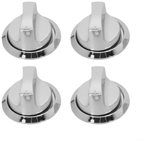 Bebykilemi Pomo para estufa de gas, 15 x 15 x 6 cm, resistente al calor, paquete de 4 perillas de control de barbacoa de repuesto de metal plateado (con base)